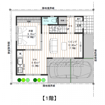 13坪 斜線制限を上手に活用した3階建て二世帯住宅の間取り