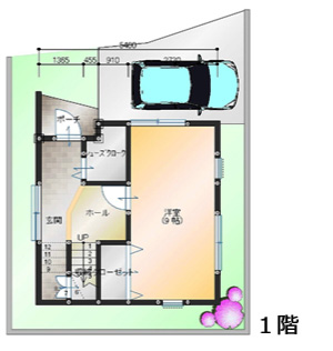 ９坪　３階建て狭小住宅　３階を丸ごと使った広々ＬＤＫのある間取り