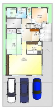 ２３坪　屋上付き２階建て　家庭との両立を意識した、事務所併設の狭小住宅