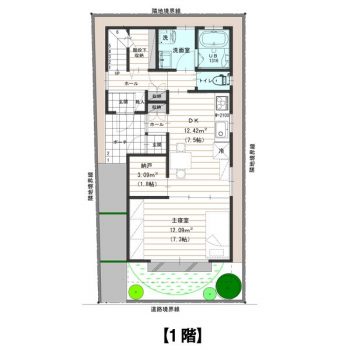 14坪 完全分離型二世帯住宅の間取り