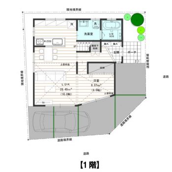 15坪 水廻りの家事動線が良好な間取り