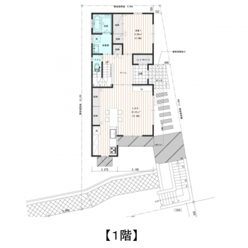 20坪 開放的なバルコニーのある間取り