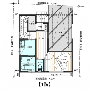 18坪 見晴らしの良いバルコニーがある狭小住宅の間取り