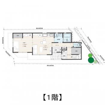 18坪 完全分離型 収納たっぷりの二世帯住宅の間取り