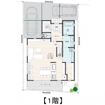 20坪 広々としたロフト付き2階建て住宅の間取り