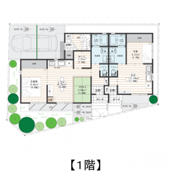 26坪 賃貸部分も併設した完全分離型の二世帯住宅間取りプラン