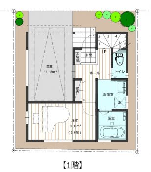 １１坪　３階建て狭小住宅　スペースを有効に活用した間取り 家族憩いの空間