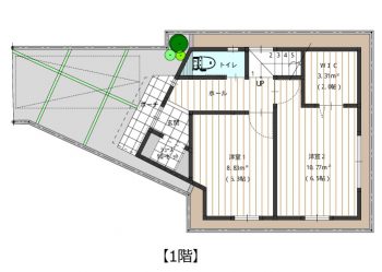 １０.５坪　３階建て狭小住宅　吹き抜けを設けた採風･採光性の高い間取り