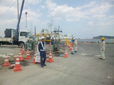 港町での下水道工事