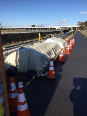横浜市緑区恩田川の護岸工事