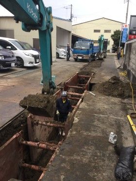 宮城県名取市で下水管工事