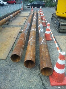 震災で滑動崩落した地域の復旧工事