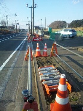 宮城県富谷町で交差点の改良工事
