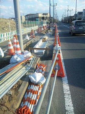 宮城県富谷町で交差点の改良工事