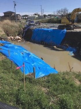 宮城県大和町で川の工事