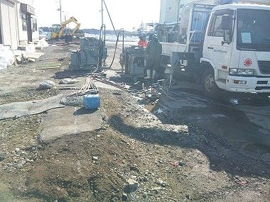 塩釜で下水管の工事