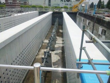 西谷浄水場で耐震補強工事