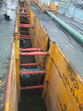 塩竈市の下水道の復旧工事