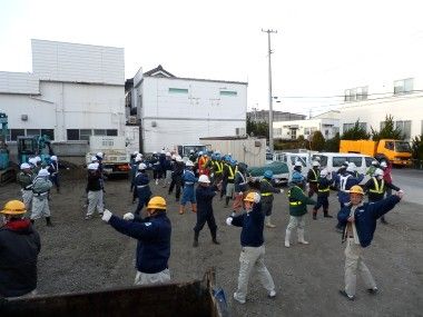 朝礼時のラジオ体操