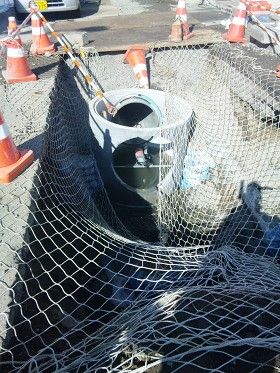 塩釜で下水管の工事