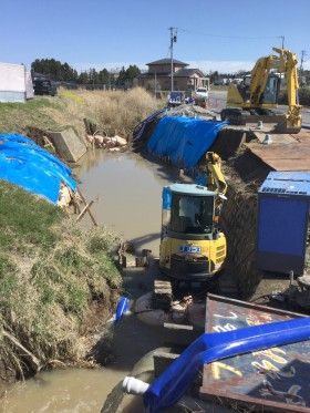 宮城県大和町で川の工事