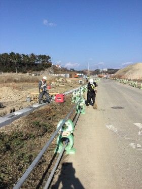 七ヶ浜町で市街地の復興工事