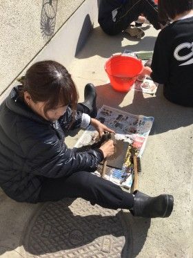 千代中学校でトイレ掃除