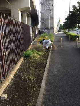 新羽駅前の早朝掃除